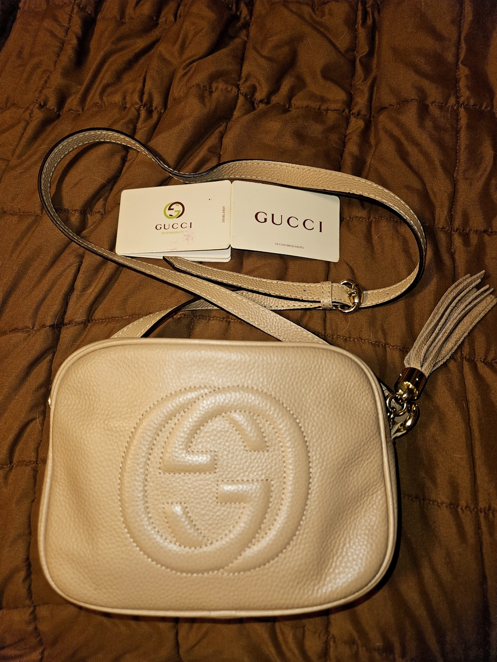 Gucci Soho Soft Leather Small Crossbody Bag in Light Beige